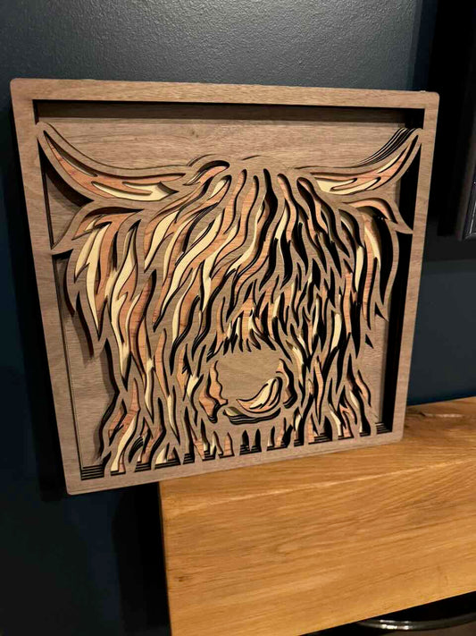 Multi-Layer Highland Cow Wall Art